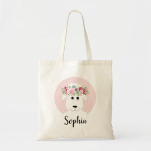 Flickor Modern Whimsical Blommigt Sheep och Namn Tygkasse