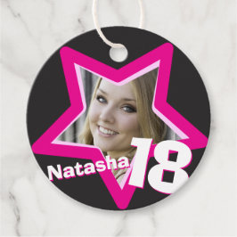 Flickor, namn, 18, rosa stjärna, mönster gåvor etiketter