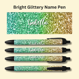 Flickor Namn Bright Grönt Guld Glitter