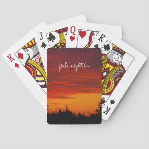"Flickor natt in" Vackerlig solnedgång Casinokort