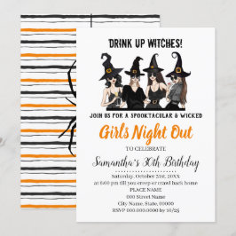 Flickor natt ut ur Witches halloween fest Inbjudningar