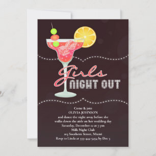 Flickor Nattutbjuden till bachelorette Party-inbju Inbjudningar