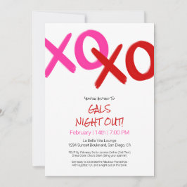 Flickor Nattute Cute Red XOXO Galentine Day Party Inbjudningar
