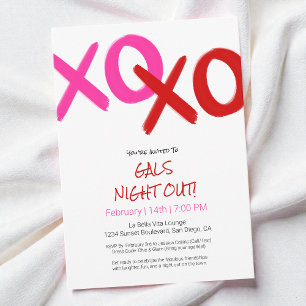 Flickor Nattute Cute Red XOXO Galentine Day Party Inbjudningar