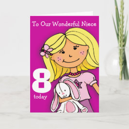 Flickor Niece 8-födelseattortets flickaktigt lila Kort