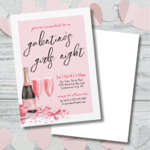 Flickor Night Rosa Champagne Galentine's Day