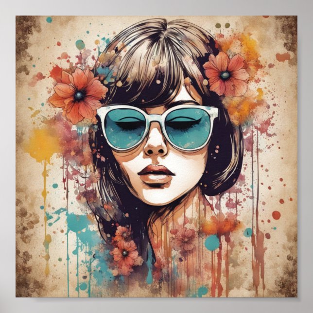 Flickor och blommor poster (Framsidan)