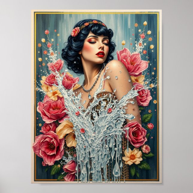 Flickor och blommor poster (Framsidan)