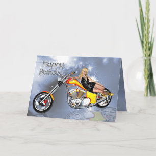 Flickor och chopper-födelsedagskort kort