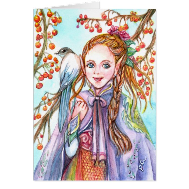 Flickor och fåglar OBS kort (Framsidan)