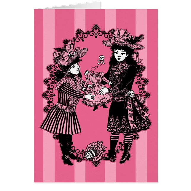 Flickor och halshuggna Doll Hälsningskort (Framsidan)