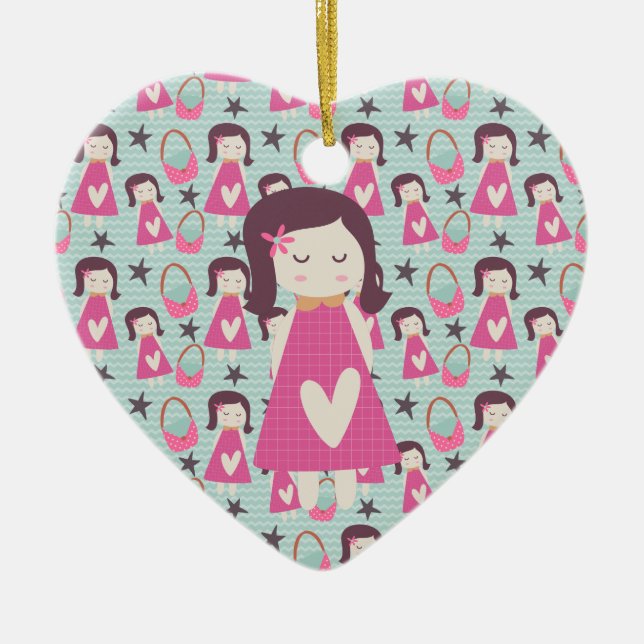 Flickor och handväskor julgransprydnad keramik (Framsidan)