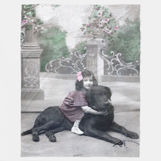 Flickor och hennes Hund Fleecefilt (Framsidan)