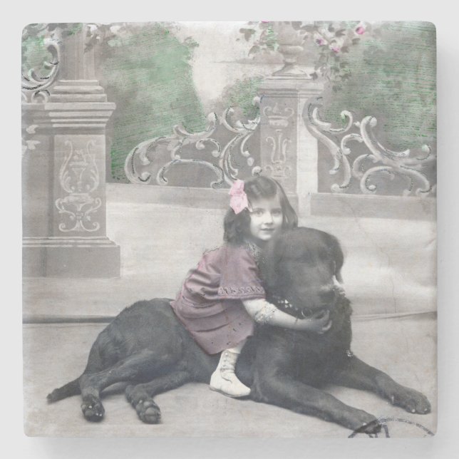 Flickor och hennes Hund Stenunderlägg (Framsidan)