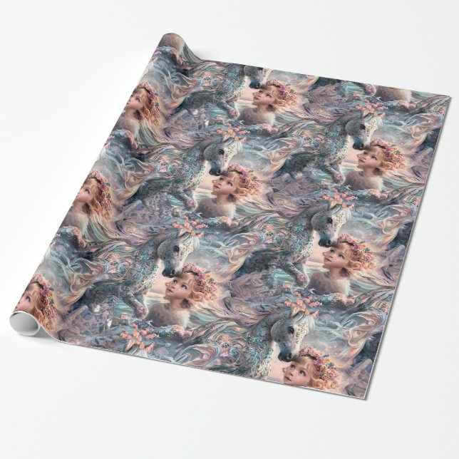 Flickor och horse Tender Moments Presentpapper (Utrullad)