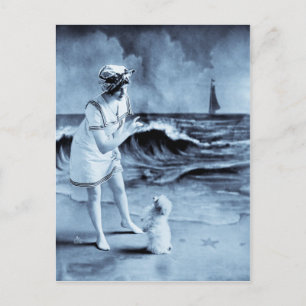 Flickor och Hund 1913 Vykort