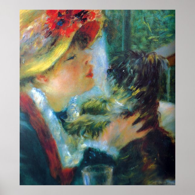 Flickor och Hund Renoir Impressionism Fine Art Poster (Framsidan)