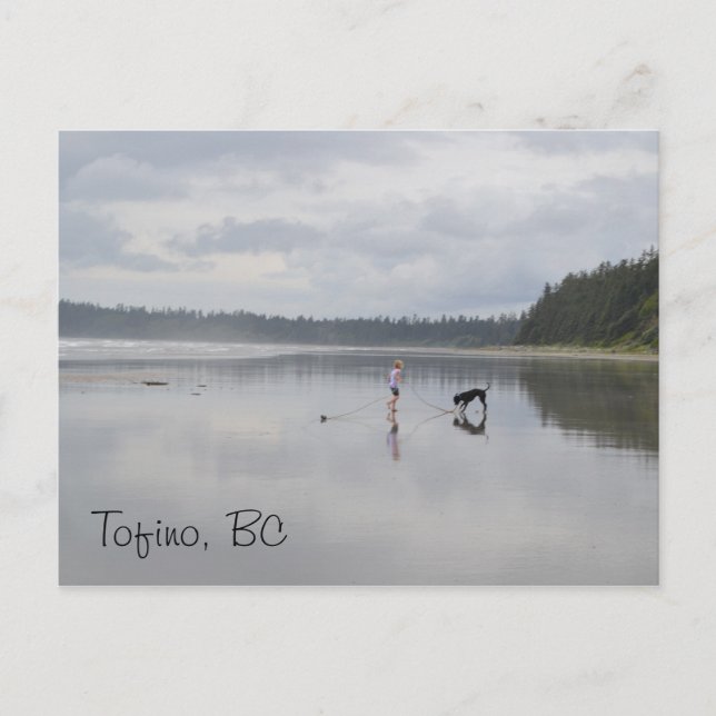 Flickor och Hund vid Beach Vykort (Framsida)