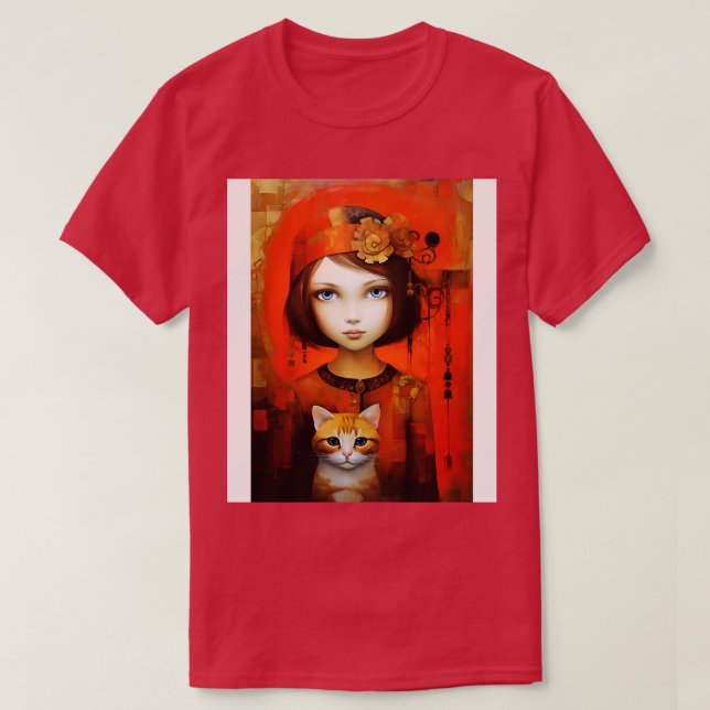 Flickor och katt 8 t shirt (Design framsida)