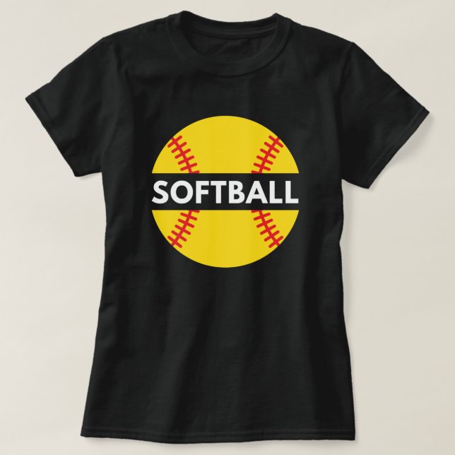 Flickor och kvinnosoftball | Softball Quote Black T Shirt (Design framsida)
