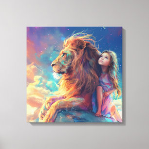 Flickor och Lejona - Barnens murkonst, Majestic Le Canvastryck