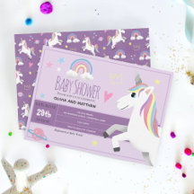 Flickor och Lila Unicorn Par Baby Shower