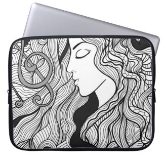 Flickor och musik. illustration av vintagen. Svart Laptop Fodral