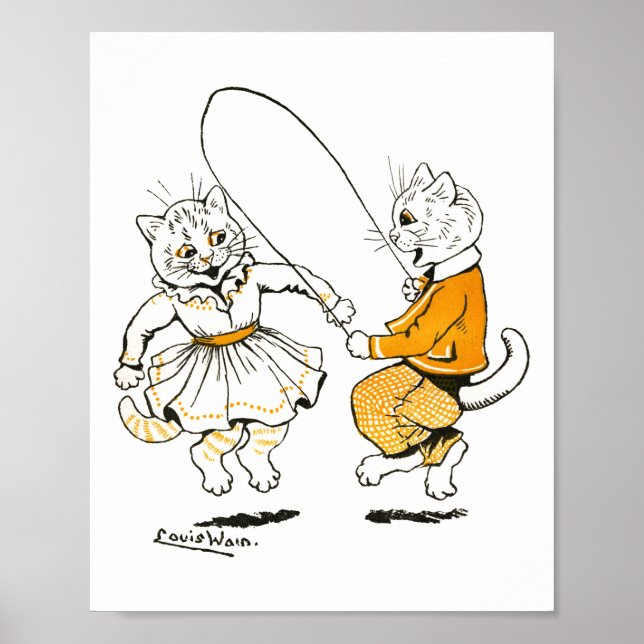 Flickor och pojkar, Louis Wain Poster (Framsidan)