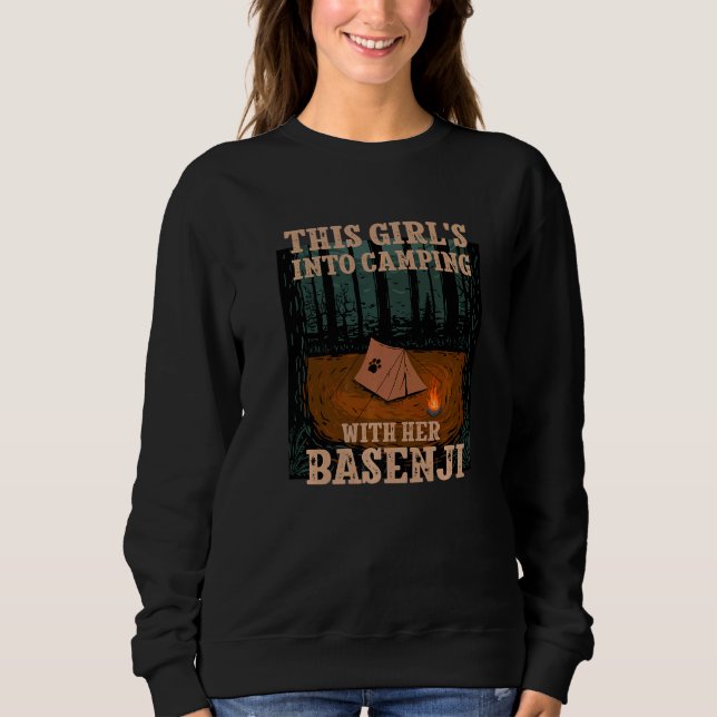 Flickor på camping med sin Basenji-hund Ango Angar T Shirt (Framsida)