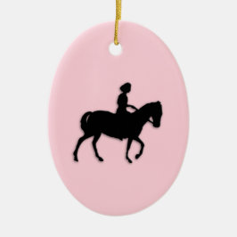 Flickor på Horse/Pony-Rosa Julgransprydnad Keramik