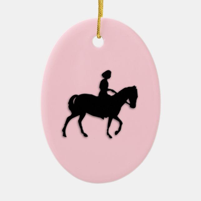 Flickor på Horse/Pony-Rosa Julgransprydnad Keramik (Framsidan)