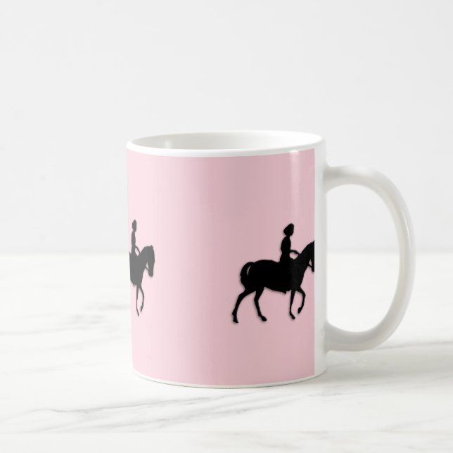 Flickor på Horse/Pony-Rosa Kaffemugg (Höger)