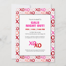 Flickor på kvällen XOXO Rosa Cute Galentine Day Pa Inbjudningar