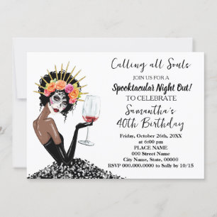 Flickor på natten ut Day of the dead Halloween-föd Inbjudningar