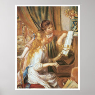 Flickor på pianot, Pierre-Auguste Renoir 1892 Poster