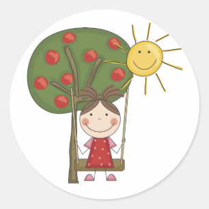 Flickor på Swing T-shirts och presenter Runt Klistermärke