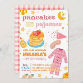 Flickor Pancakes och Pajamas Birthday-inbjudan Inbjudningar