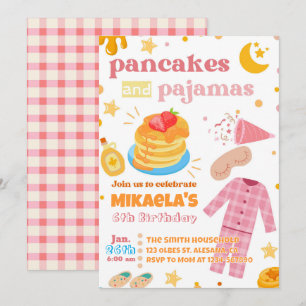 Flickor Pancakes och Pajamas Birthday-inbjudan Inbjudningar