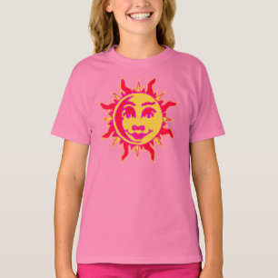 Flickor passade T-skjortan med solmotiv Tee