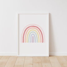 Flickor Pastel Rainbow Nursery Decor Skriv ut
