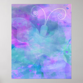 Flickor Pastell Akvarell Lila Turkos Blå Rosa Poster