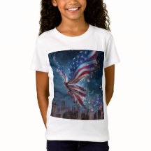 Flickor Patriotisk 4 juli T-shirt – Söt USA Ind