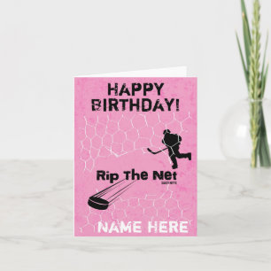 Flickor Personlig Birthday Rip the Net Hockey Kort