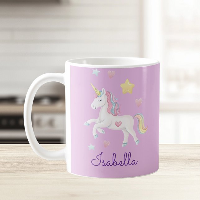 Flickor Personlig Cute Whimsical Unicorn Rainbow Kaffemugg (Skapare uppladdad)