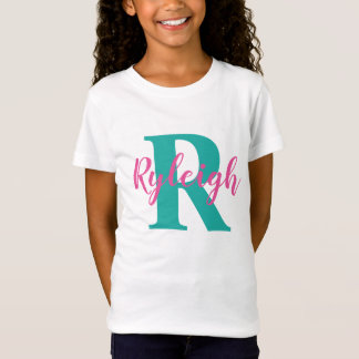 Flickor Personlig Namn med ursprungligt monogram T Shirt