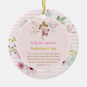 Flickor PHOTO Baptism Christening Gift Proverb 31: Julgransprydnad Keramik