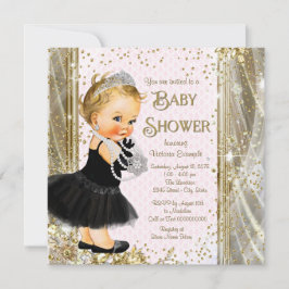 Flickor Princess Little Dam Rosa Guld Baby Shower Inbjudningar