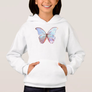 Flickor Pullover Hoodie Antique Blue Butterfly T Shirt
