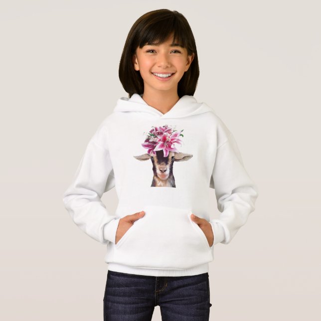 Flickor Pullover Hoodie Lilly Goat T Shirt (Hel framsida)