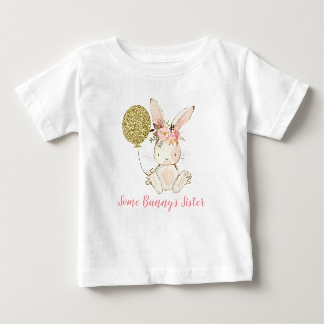 Flickor Rabbit Balloon... Några Bunnys syster T Sh T Shirt (Framsida)